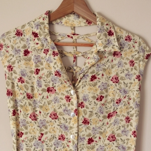 Soft Yellow Floral Button Front Maxi Dress Size 10 - Picture 2 of 6